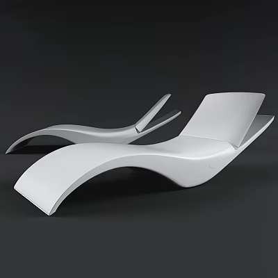 Two White Modern Lounge Chairs With Smooth Curved Structure And Contemporary Design 3d model