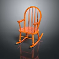 Elegant Orange Wooden Rocking Chair With Classic Design And Curved Armrests