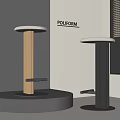 Modern POLIFORM Bar Stools with White Top Gold Black Frame in Interior Near Window