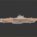 Modern Futuristic Ship Model With Orange White Hull Deck And Antenna