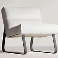 Modern White Leather Leisure Chair With Black Metal Legs And Sleek Design