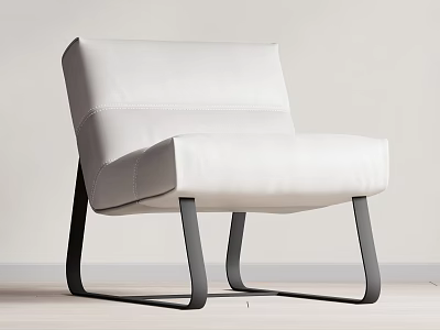 Modern White Leather Leisure Chair With Black Metal Legs And Sleek Design 3d model
