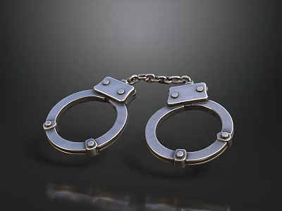 Silver Metal Handcuffs Decorative Ornament Combination for Home Decor 3d model