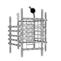 Playground Equipment With Wooden Frame Tires Climbing Ropes Sunflower And Green Leaves
