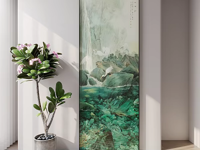 New Chinese Landscape Painting Hanging Painting 3d model