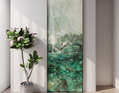 New Chinese Landscape Painting Hanging Painting 3d model