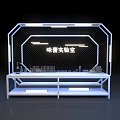 Functional Table In Taste Lab With White Frame Mesh Background And LED Lighting 3d model