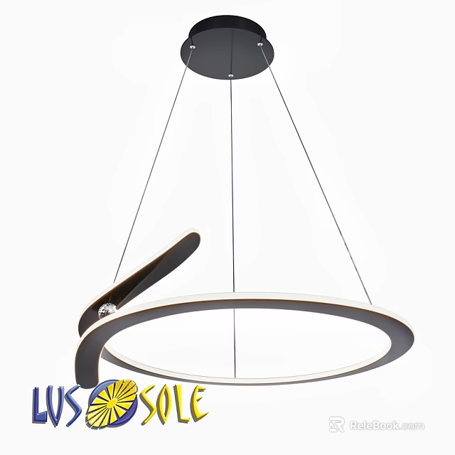 Elegant Modern Chandelier With Circular Ring And Curved Metallic Design 3d model 