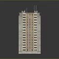 Modern High Rise Residential Building Model With Balconies And Top Structure
