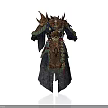 Ancient Warrior Armor With Golden Decorations Spikes And Ornate Green Gold Design