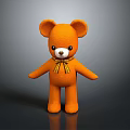 Cute Orange Plush Teddy Bear With Yellow Bow Tie And White Nose