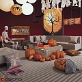 Modern Other Pumpkin Halloween Sofa Hay Pillows 3d model