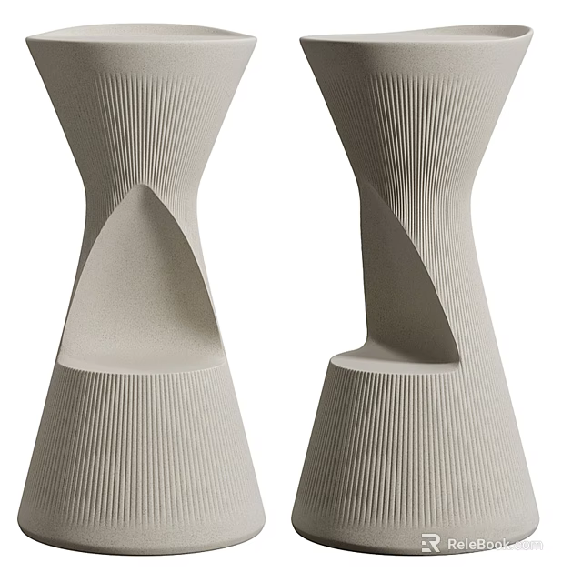 Modern Textured Side Table With Spiral Shape And Light Tone Design 3d model