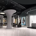 Modern Beauty Hair Salon Interior With Spacious Layout Round Pendant Lights And White Pillars