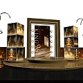 KING 96 Themed Photo Spot With Golden Stage Lighted Frame And Decorative Cubes
