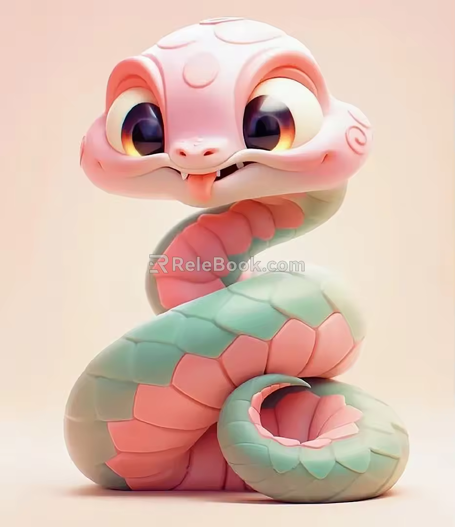 Year of the Snake Mascot Year of the Snake Online Red Pushcard Spring Festival Meichen Year of the Snake Online Red Cute Snake Country Korea Meichen 3d model