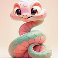 Year of the Snake Mascot Year of the Snake Online Red Pushcard Spring Festival Meichen Year of the Snake Online Red Cute Snake Country Korea Meichen 3d model