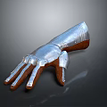 Heavy Duty Silver Metal Gauntlet With Brown Leather Wrist Band For Daily Protection