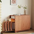 Modern Interior Dining Table And Chairs With Wooden Sideboard Decorative Plants Window Blinds And Curtains