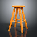 Simple Wooden Stool Furniture with Light Wood Finish and Four Legs Design