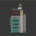 Multi Storey Terminal Building With Gray Exterior Green Glass Windows And Rooftop Structure