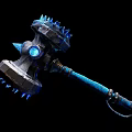 Mythic Style Ornament Decoration Set With Metallic Texture Blue Glowing Gem And Spiked Design