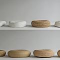 Round Daily Life Cushions With Woven And Fabric Material Arranged In Display Rows