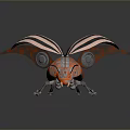 Mechanical Insect With Pink Black Striped Exoskeleton Orange Body And Mechanical Legs
