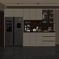 Modern Kitchen Sideboard With White Cabinets Drawers Glass Door Storage And Small Appliances