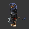 Lion Creature Character With Blue Mane And Armor Front Back Views 3d model
