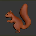 Orange Standing Squirrel 3D Character Model With Big Tail White Belly And Black Eyes