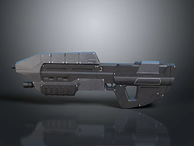 Futuristic Sci Fi Weapon 3D Model With Metallic Surface And Detailed Grip Handle 3d model