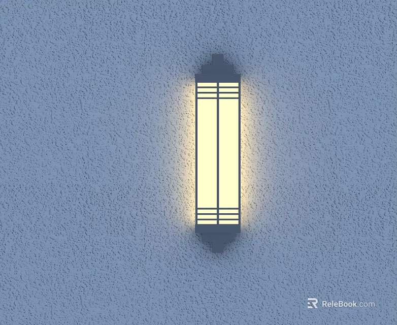 Modern Wall Sconce With Black Frame And White Light On Textured Gray Wall 3d model 