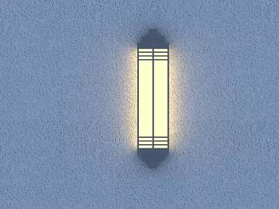 Modern Wall Sconce With Black Frame And White Light On Textured Gray Wall 3d model