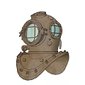 Vintage Copper Diving Helmet Play Equipment With Glass Windows And Metal Rivets