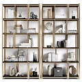 Modern Open Display Shelves With Multi Tiered Design And Books Decorative Vases Sculptures