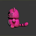 Pink Cat Plush Toy With Big Eyes White Belly Soft Stuffed Design