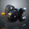Industrial Black Metal Mechanical Component With Gear Yellow Part And Bolts
