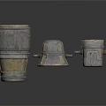 Industrial Metal Cylindrical Equipment With Three Different Sizes And Worn Surfaces