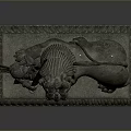Traditional Bronze Sculpture Featuring Lion And Human Figures On Ornate Decorative Base