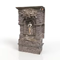 Intricate Stone Sculpture with Carved Figure on Detailed Architectural Stone Structure