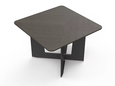 Modern Square Coffee Table With Dark Wood Grain Top And Black Geometric Legs 3d model