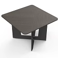 Modern Square Coffee Table With Dark Wood Grain Top And Black Geometric Legs