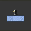 Cute Pixelated Penguin Standing On Blue Textured Block Base 3D Render