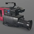 Vintage Digital Video Camcorder With Red Black Body And Large Lens Design