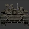 Modern Military Tank With Beige Camouflage Turret Cannon Barrel And Tracks