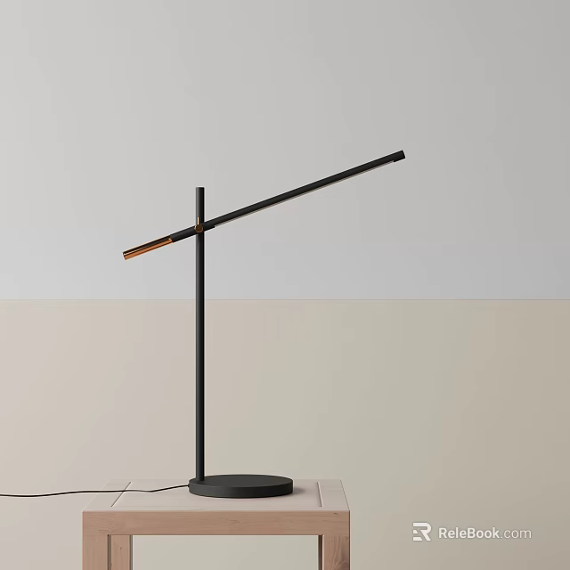 Modern Sleek Table Lamp With Black Metal Stand Round Base And Adjustable Arm 3d model 