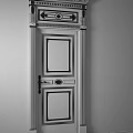 Elegant White Hinged Door With Gold Decorative Panels Frame And Handle 3d model