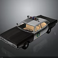 Classic Black And White Police Car With Red Blue Lights And Star Badge