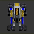 Tracked Terrain Exploration Robot With Heavy Duty Wheels And Yellow Blue Accents